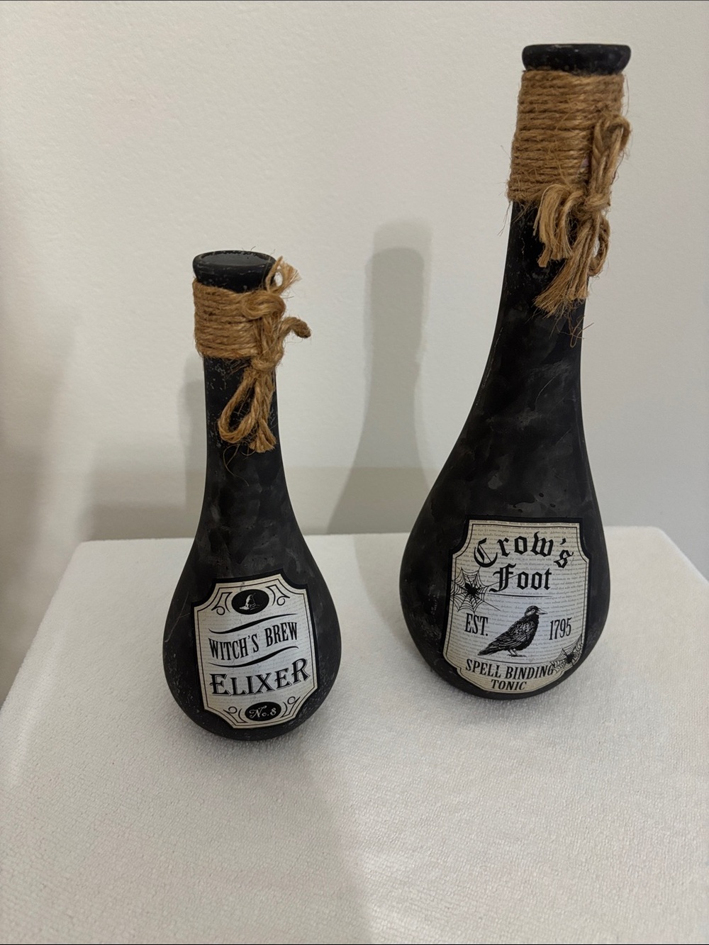 Black Rustic Potion Bottle Decor Set with Twine Accents